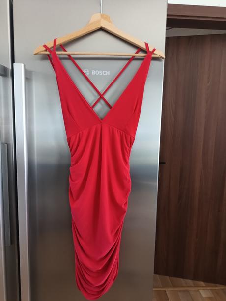 Rare london bodycon luxusné červené mini šaty s, s