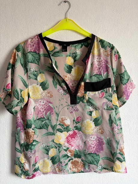 Hm krasna satenova tunika bluzka v boho style amal, h&m,l