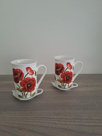 Šálka poppies 2 ks s podšálkou,