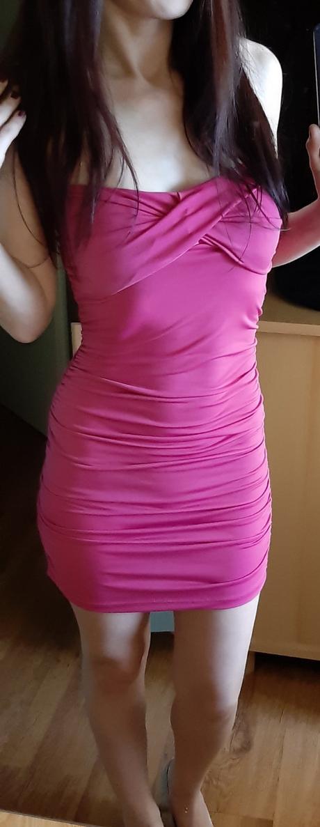 Ružové elastické šaty, xs