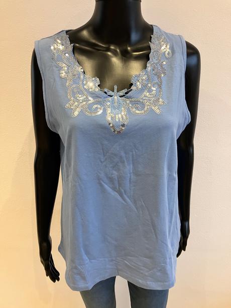 Dámske modré tričko s flitrami veľk.44-46, bonprix,xxl
