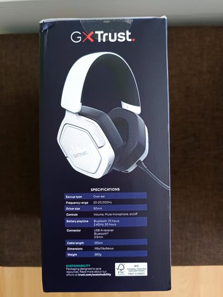 Trust gxt493w carus, wireless headset, trust