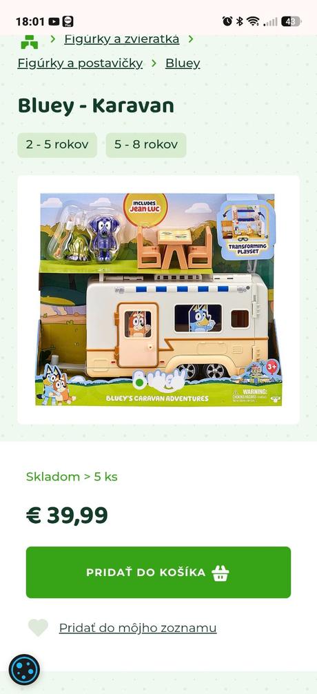 Auto+karavan+postavičky bluey, 