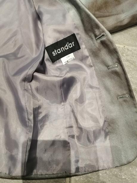 Luxus šedofialové sako standar v116, matný lesk, 116