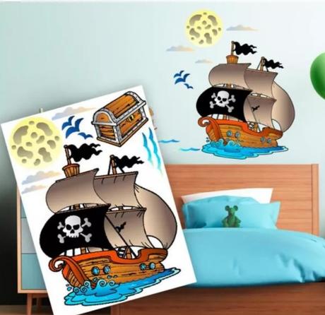 Dekoračné nálepky na stenu pirátska loď - 50 x 70, 