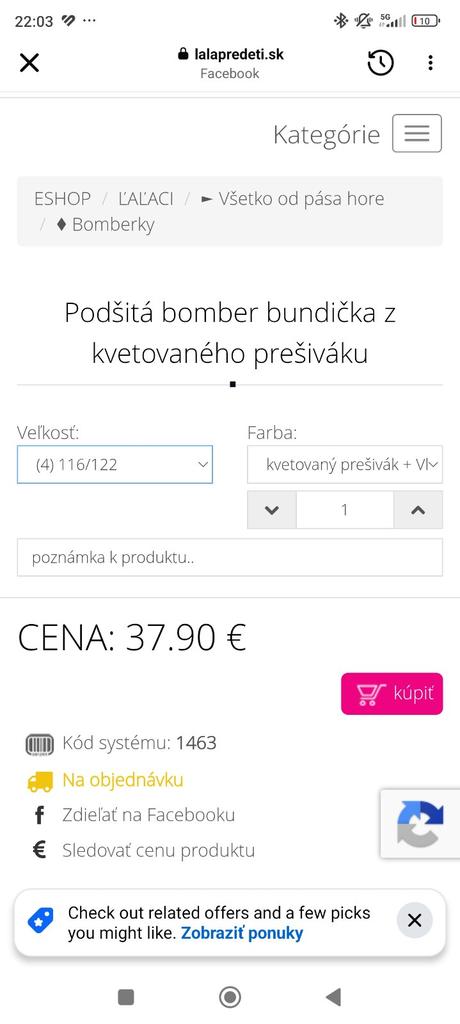 Bomber bunda podsita ľaľa, 116