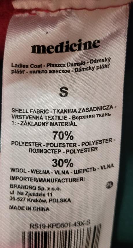 Prechodný vlnený kabátik medicine, s