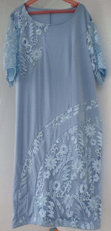Šedo modré elastické šaty, 2xl/48, xxl