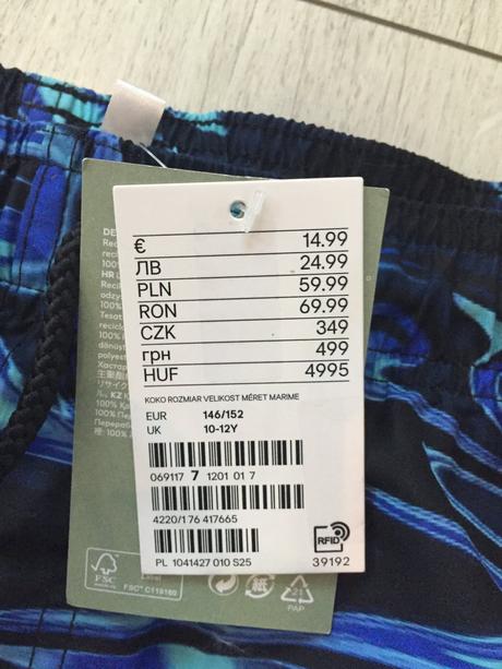 Chlapčenske plavky 10-12 rokov, h&m,146 / 152