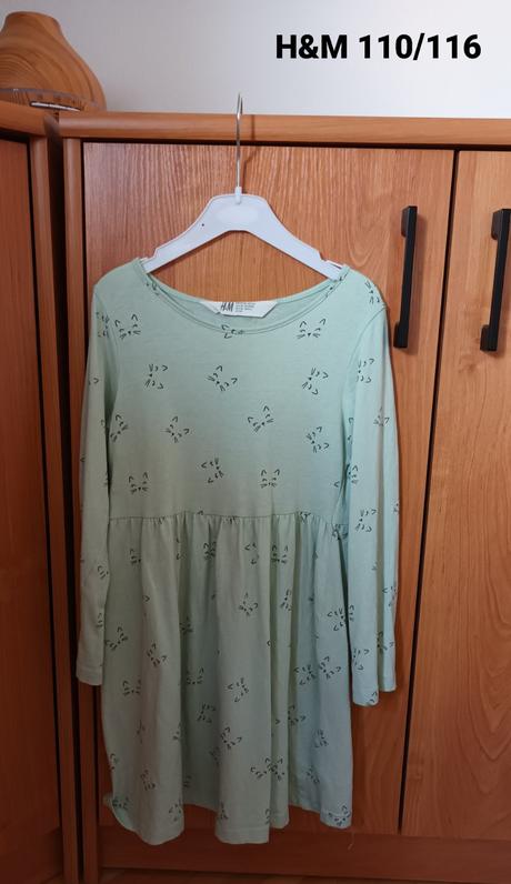 Šaty s dr, mint s mačičkami, h&m,110