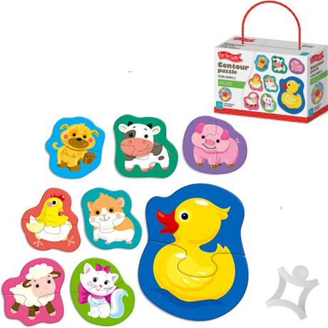 Puzzle obrysové farma 8 obrázkov,