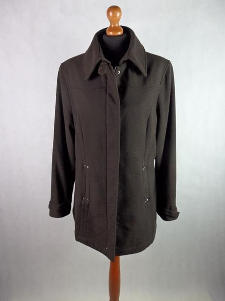 Luxusný tmavohnedý kabát, 42