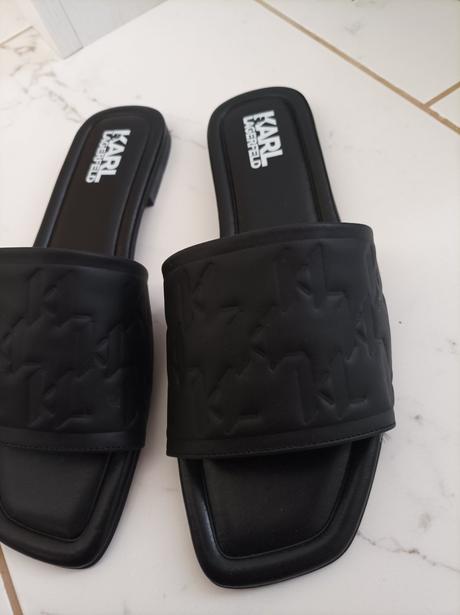 Kožené čierne šľapky karl lagerfeld 40, karl lagerfeld,40