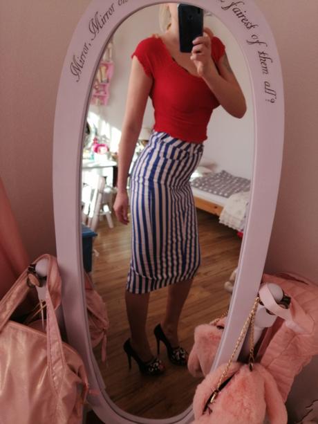 Prúžkovaná midi sukna, amisu,s