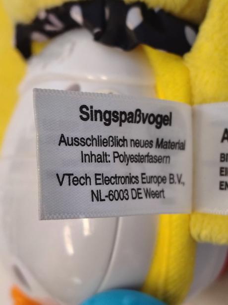 Interaktívny hudobný vtáčik, vtech nemecká verzia, 