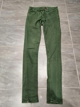 Džínsy ham v38 zelené, elastické, h&m,38