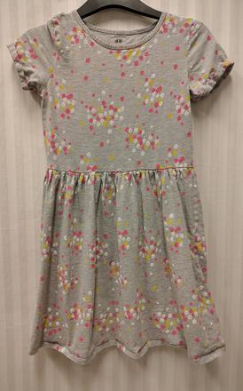 Dievčenské sivé šaty s bodkami h&m, 8-10r, 128-140, h&m,134