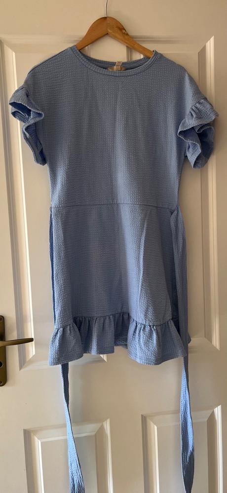 Bledomodré šaty s volánmi, h&m, xs/s, h&m,xs