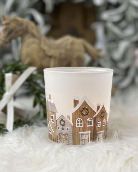 Celoročný svietnik-lucerna domčeky, dedinka, 