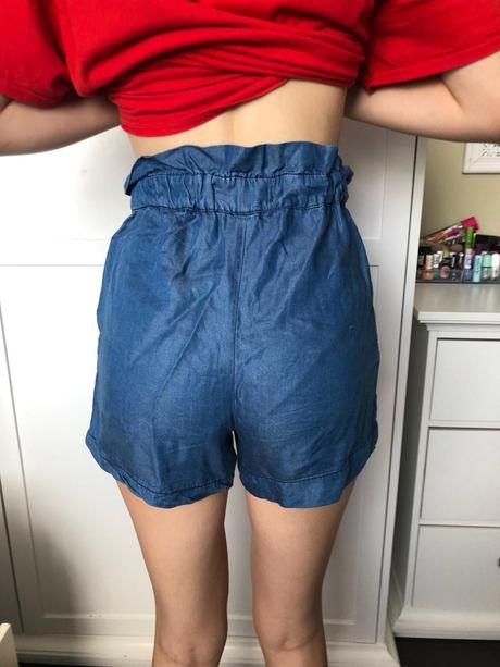 Letné modal riflové šortky s vysokým pásom opaskom, promod,s