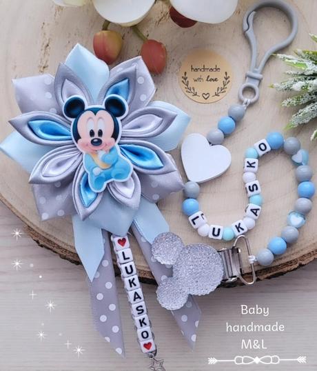 Šnúrka na cumlik a mašla na kočík disney,