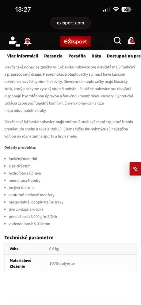 Lyžiarske softshellové nohavice 4f, 134