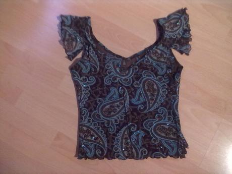 Top tirkisova kombinovana z ciernim, l