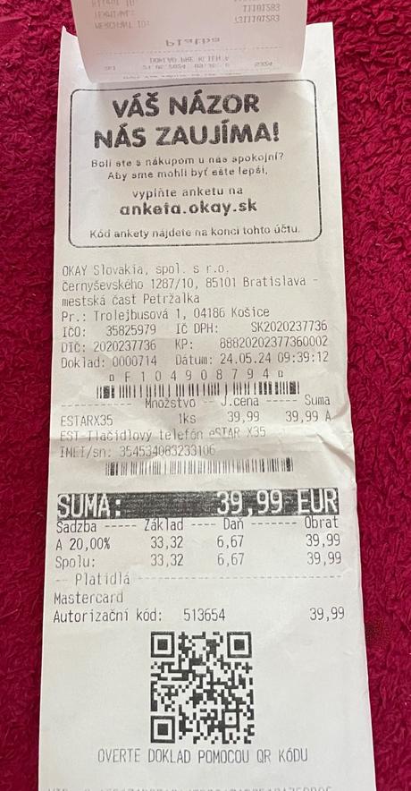 Predám mobil estar x35 silver,