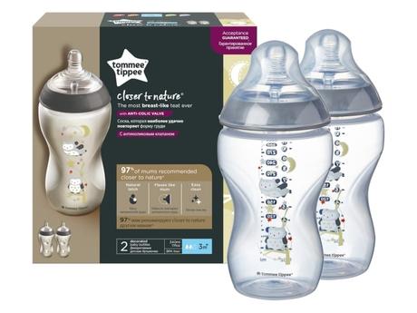 Tommee tippee c2n fľaša šedá 3m+, 2x340ml., tommee tippee