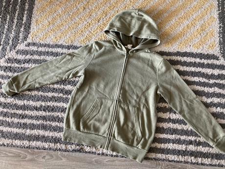 Olivová mikina 134/140, h&m,134