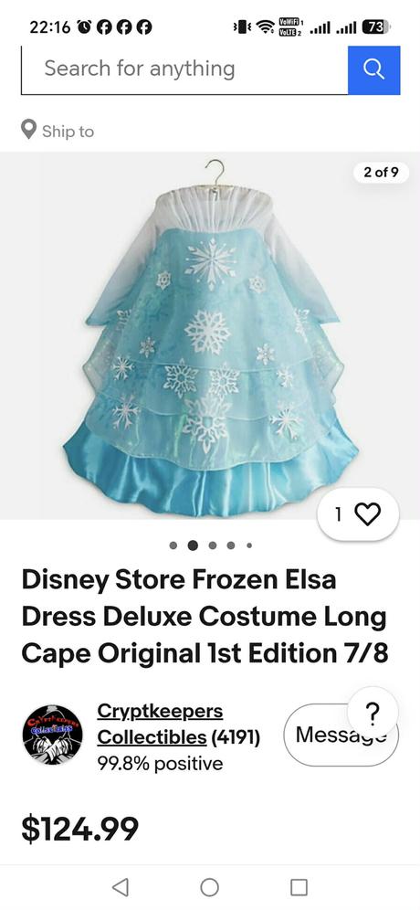 Kostým elza original disney store, 