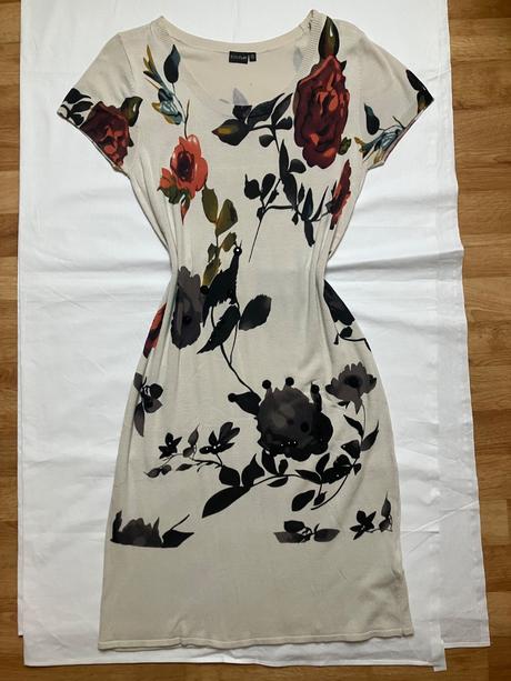 Floral bodycon šaty / elegantné béžové šaty s kvet, l