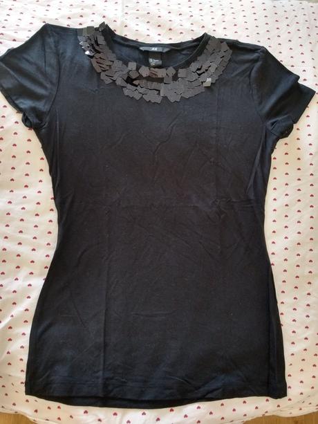 Kratke tricko s flitrami, h&m,s