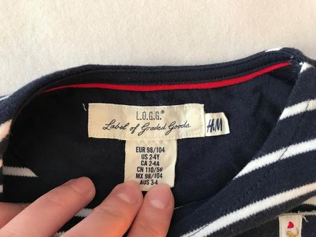 Pruhované tricko h&m tmavomodre 98/104, h&m,104