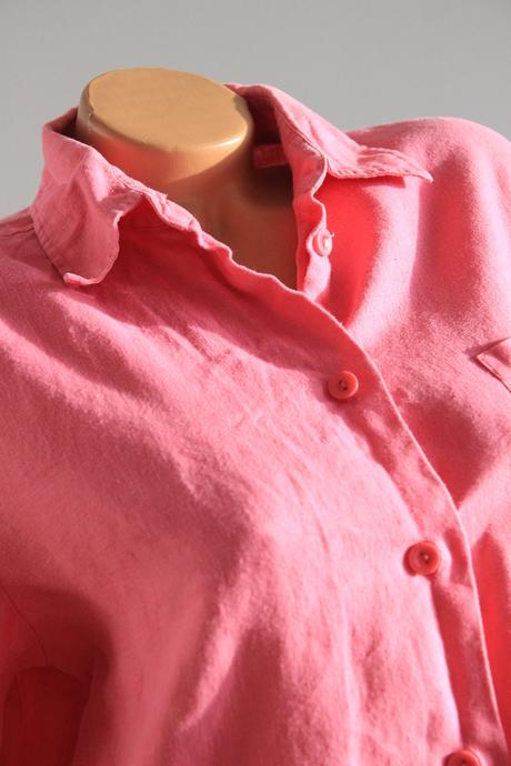 Ružová košeľa bavlna/ľan, l, l