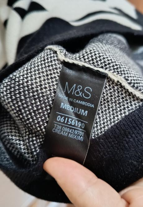 Úpltová sukňa s čierno-bielym geometrickým vzorom, marks & spencer,m