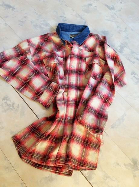 Flanelová košeľa s riflovým golierom, l