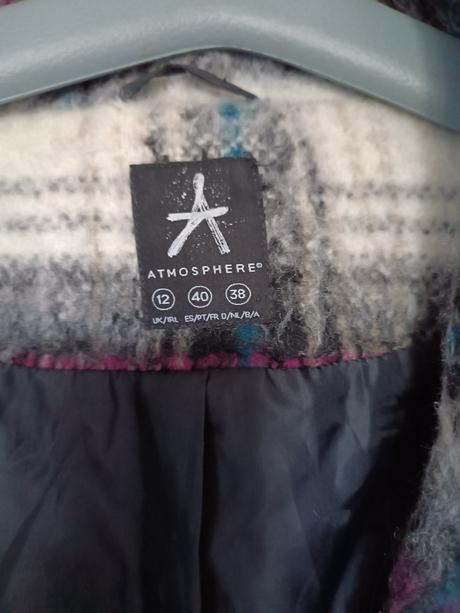 Kockovaný prechodný kabát, veľ. 40, atmosphere,40