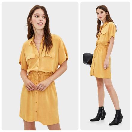 Horčicové košeľové šaty bershka (26), bershka,s