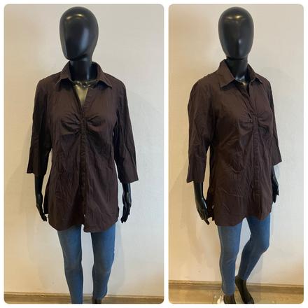 Dámska košeľa predĺžená tmavohnedá (14), xl