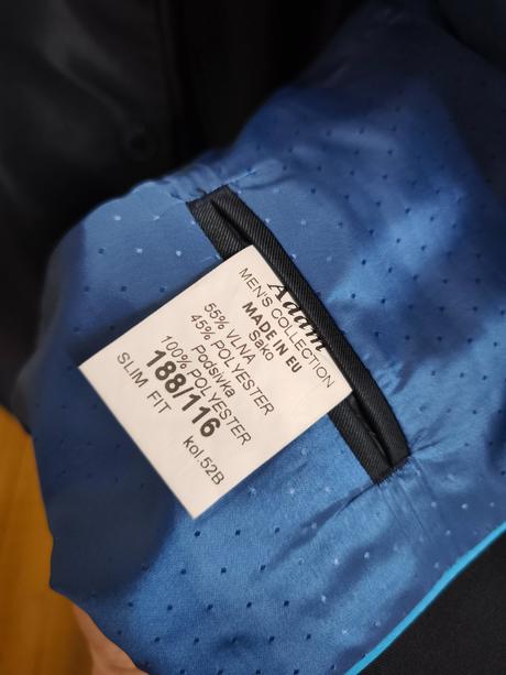 Pánsky oblek adam čierny lesklý hladký s vlnou, 52