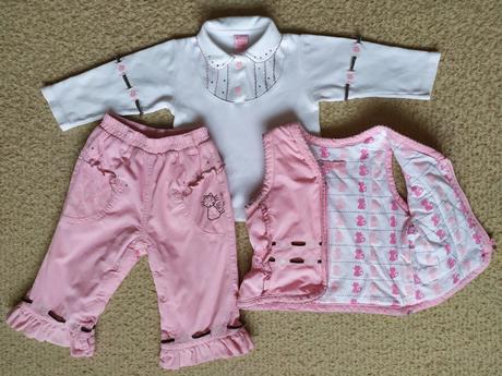 Zateplená súprava - nohavice, vesta, tričko 74, 74