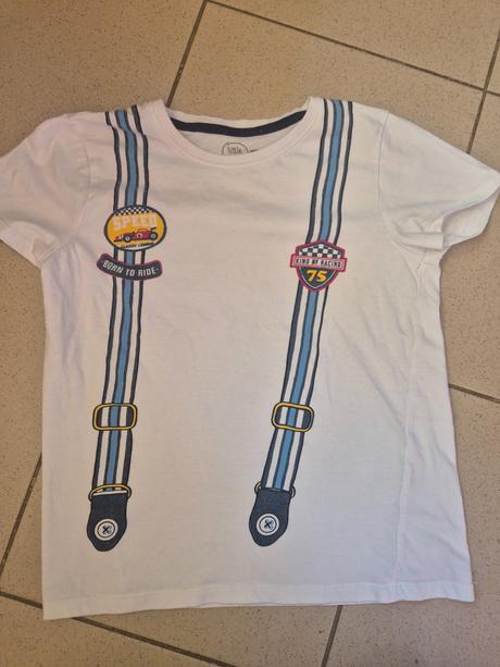 Biele tričko s imitáciou trakov, pepco,128