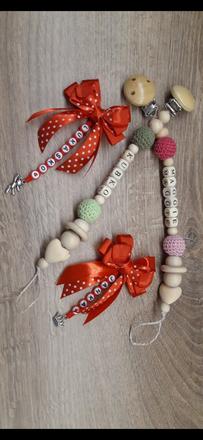 Set držiak na cumlík a mašlička,