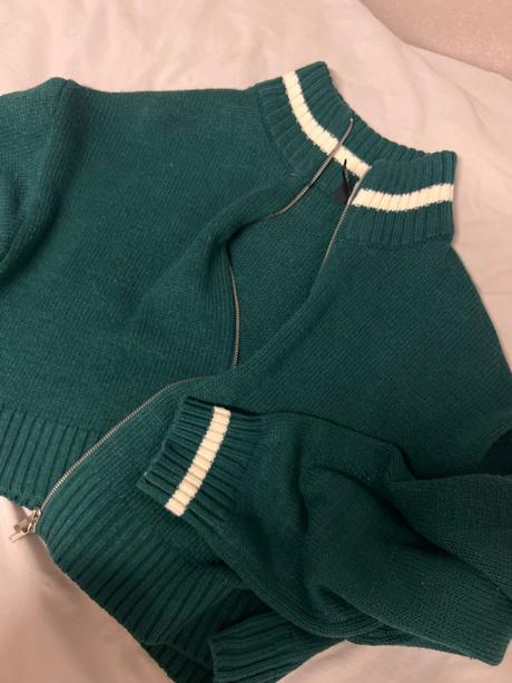 Zelený crop sveter, h&m,s