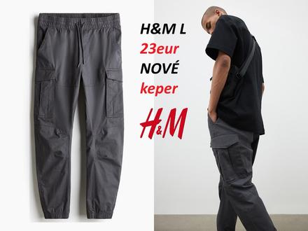 Cargo nohavice hm (kapsáče) tmavosivé, h&m,l