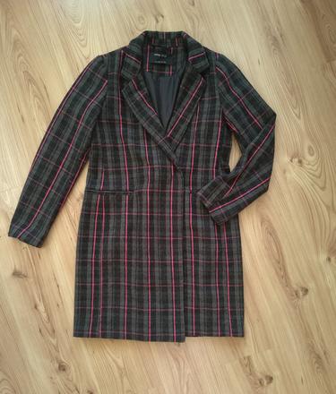 Károvaný kabát s prímesou vlny, sinsay,m