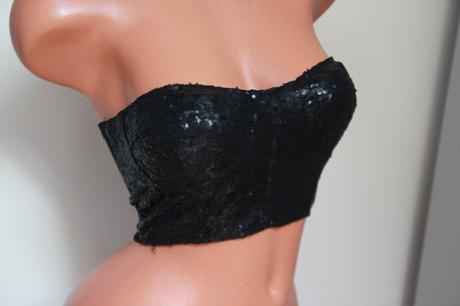 Čierny flitrovaný bralett s, s