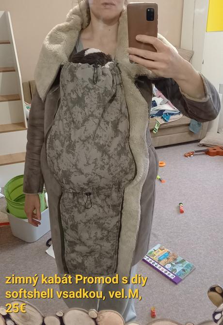 Zimný kabát s diy nosicskou vsadkou, 