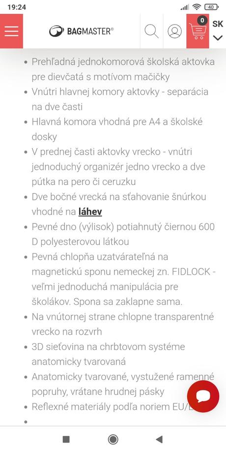 Školská taška bagmaster, 